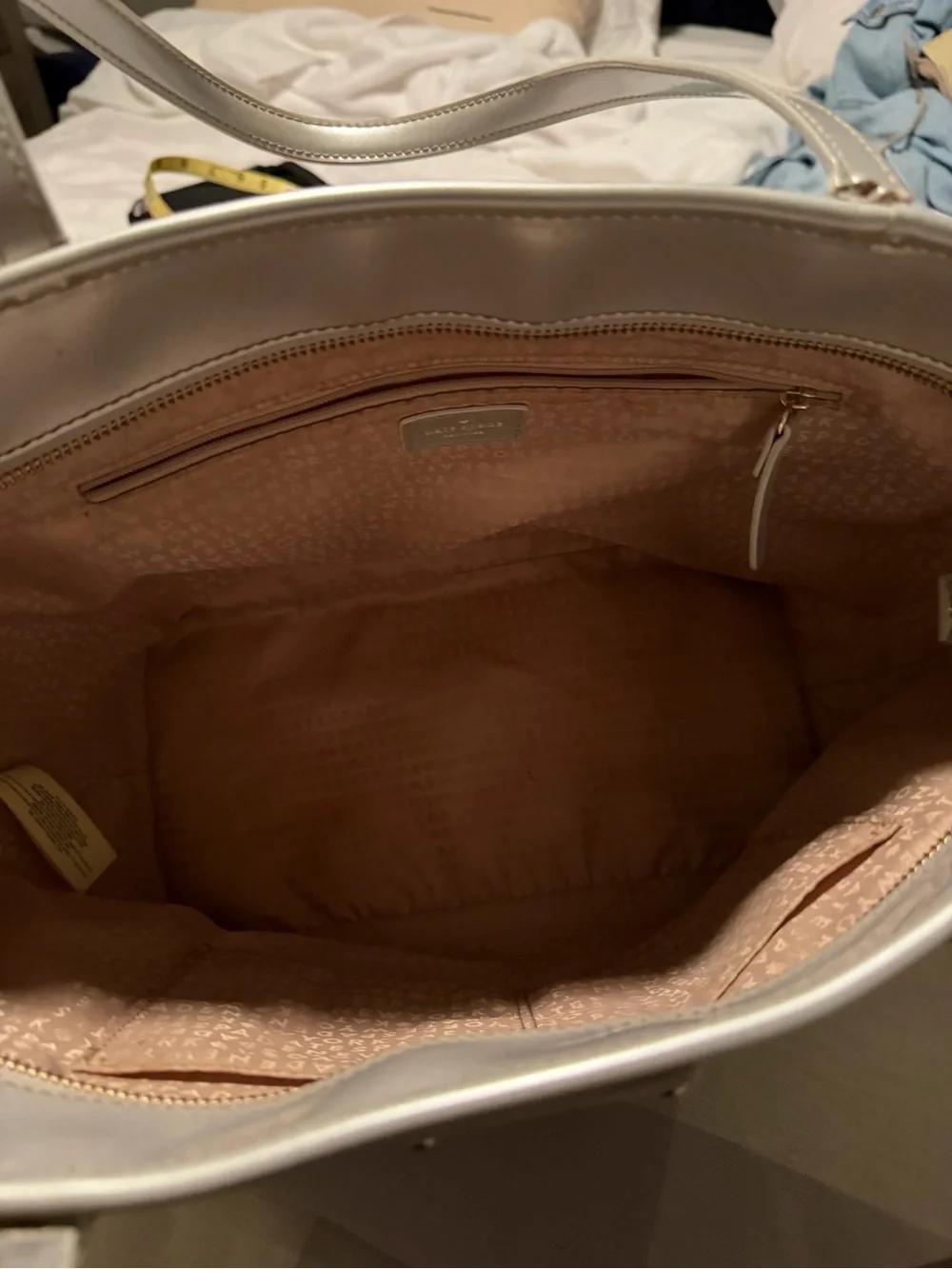 kate spade harmony Metallic Silver Perforated Leather Tote